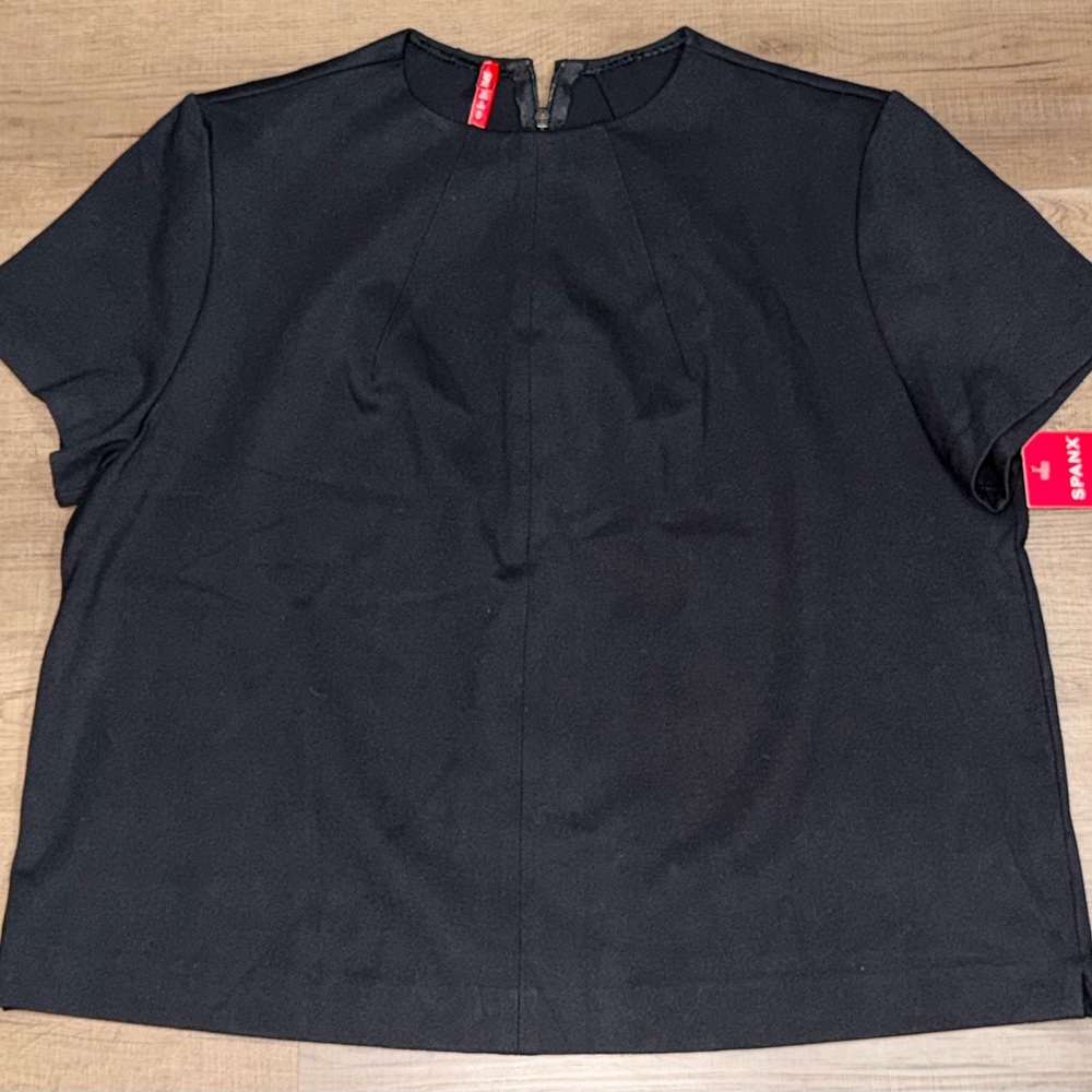 SPANX Black perfect funnel Short Sleeve Women's Top XL New